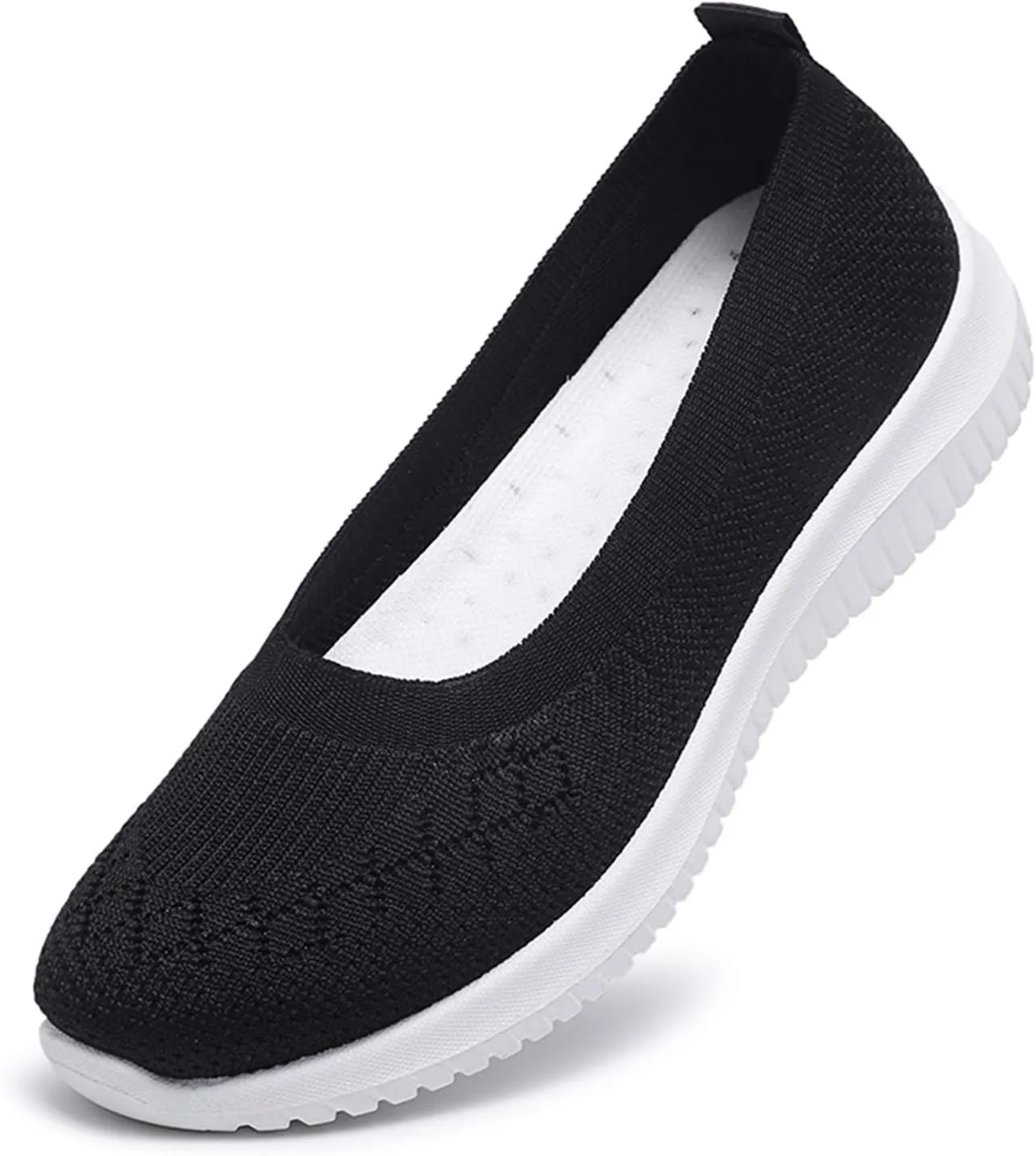 WILLFUN Womens Breathable Walking Shoes-Slip On Mesh Knitted Flats Soft Gym Sneakers Flexible Lightweight Casual Easy Shoes