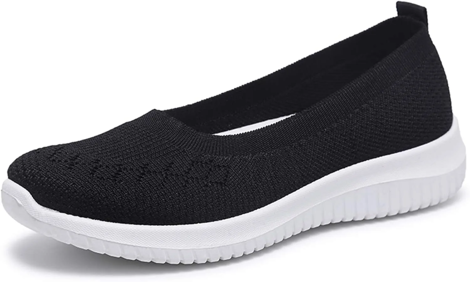 WILLFUN Womens Breathable Walking Shoes-Slip On Mesh Knitted Flats Soft Gym Sneakers Flexible Lightweight Casual Easy Shoes