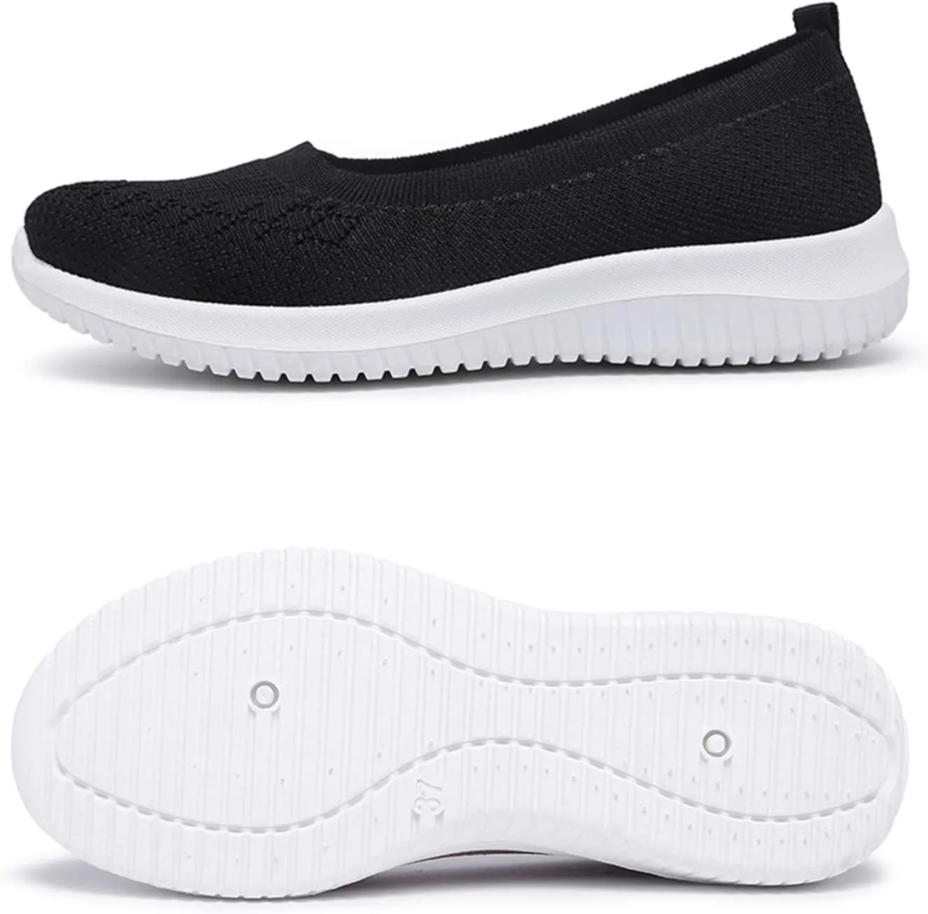 WILLFUN Womens Breathable Walking Shoes-Slip On Mesh Knitted Flats Soft Gym Sneakers Flexible Lightweight Casual Easy Shoes