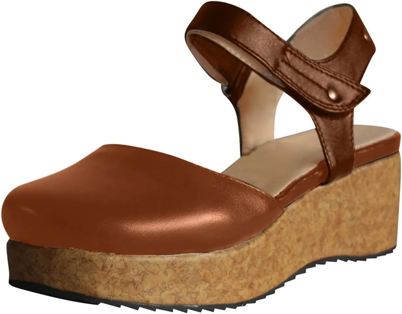 Women Sandals Wedge Low Heel Roman Wedge Ladies Fashion Elastic Strap Carved Breathable Shoes Thick Soled Wedges Casual Sandals Women Shoes Size 12 Wide Sandals (Brown, 9)