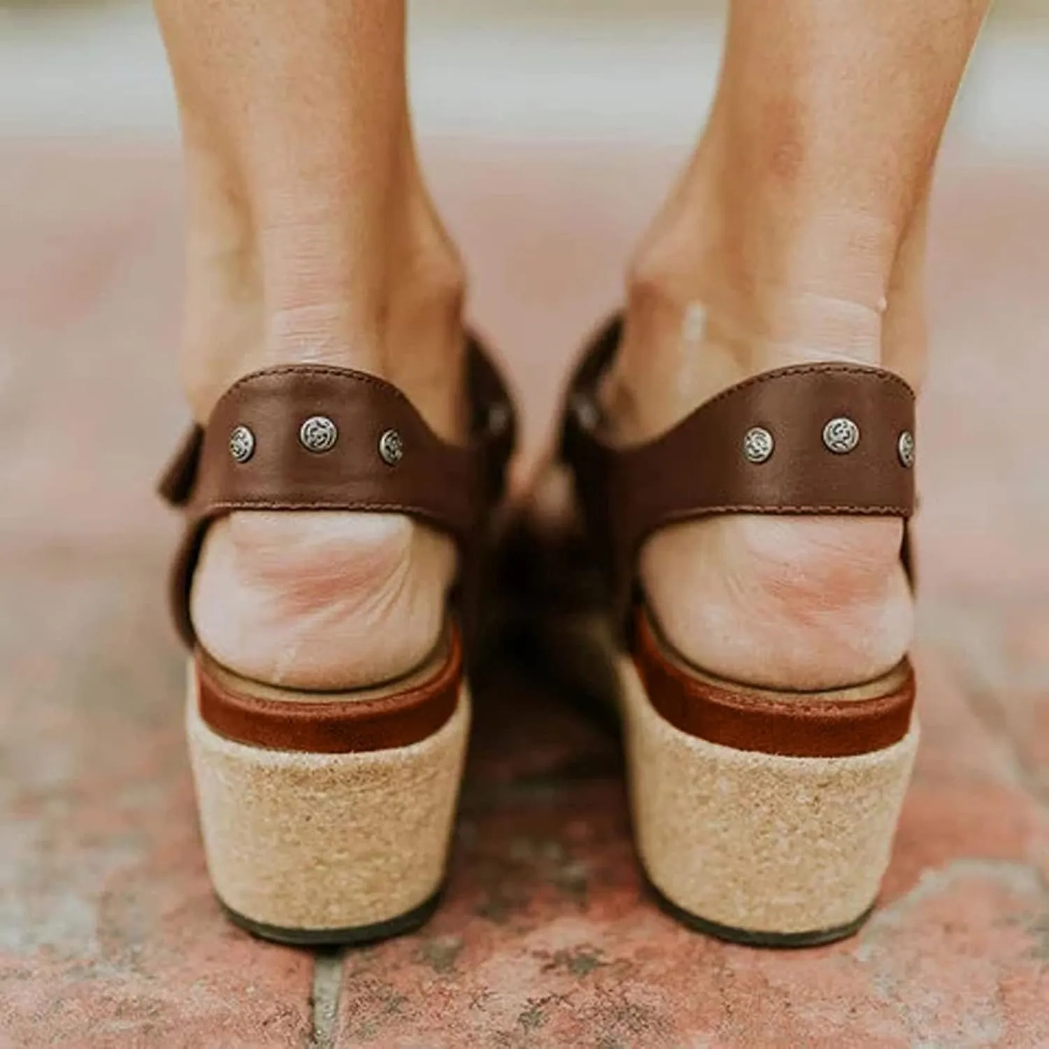 Women Sandals Wedge Low Heel Roman Wedge Ladies Fashion Elastic Strap Carved Breathable Shoes Thick Soled Wedges Casual Sandals Women Shoes Size 12 Wide Sandals (Brown, 9)