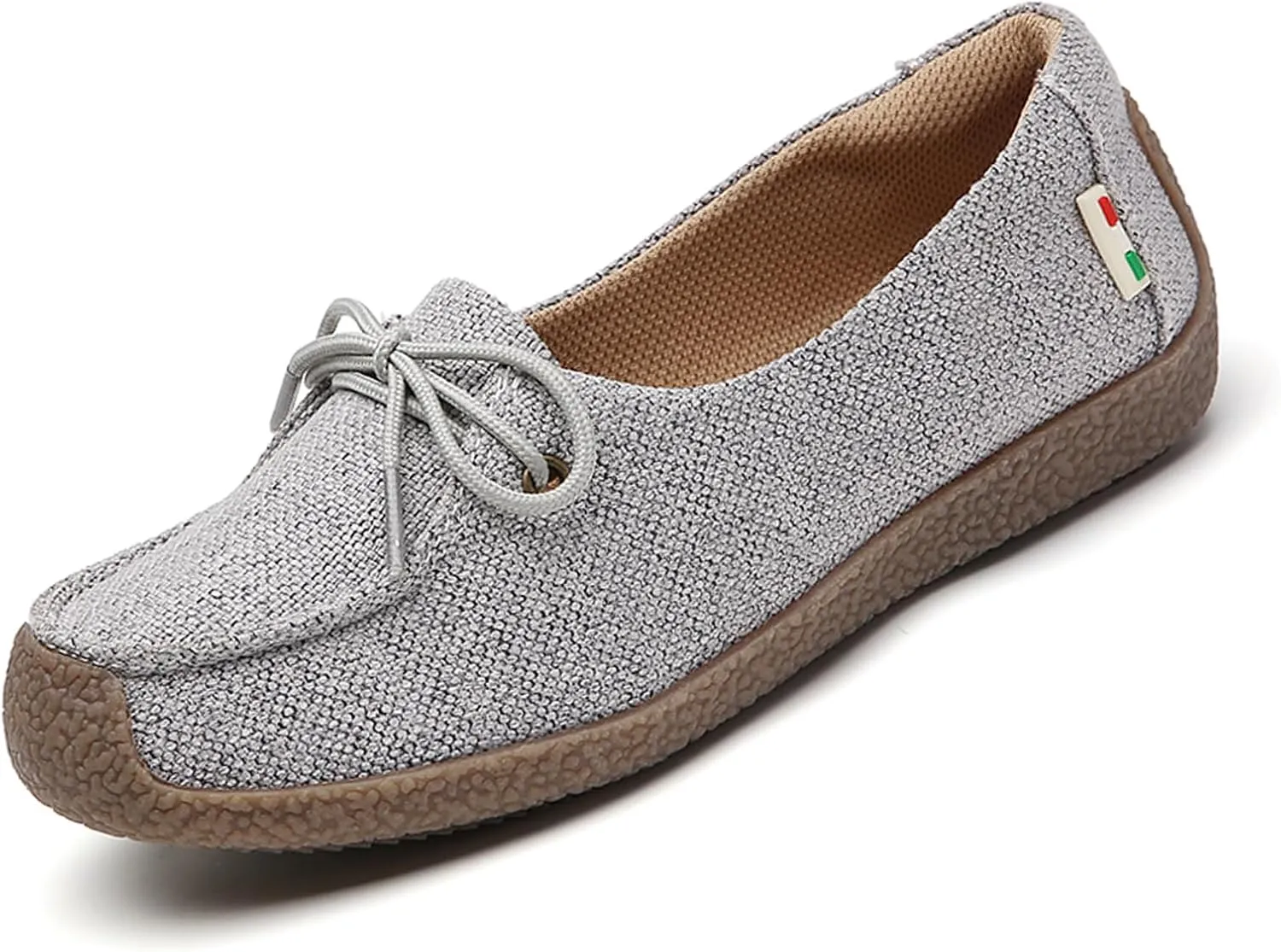 Women's Canvas Lace-up Casual Loafers,Lightweight Soft Sole Slip-on Moccasins Walking Boat Shoes,Comfortable Non-Slip Flat Fashion Sneakers