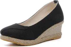 Womens Espadrilles Comfortable Arch Support Orthopedic Slip On Backless Garden Clogs Sandals Breathable Closed Toe Platform Wedge Sandals Fashion Dressy Business Casual Shoes