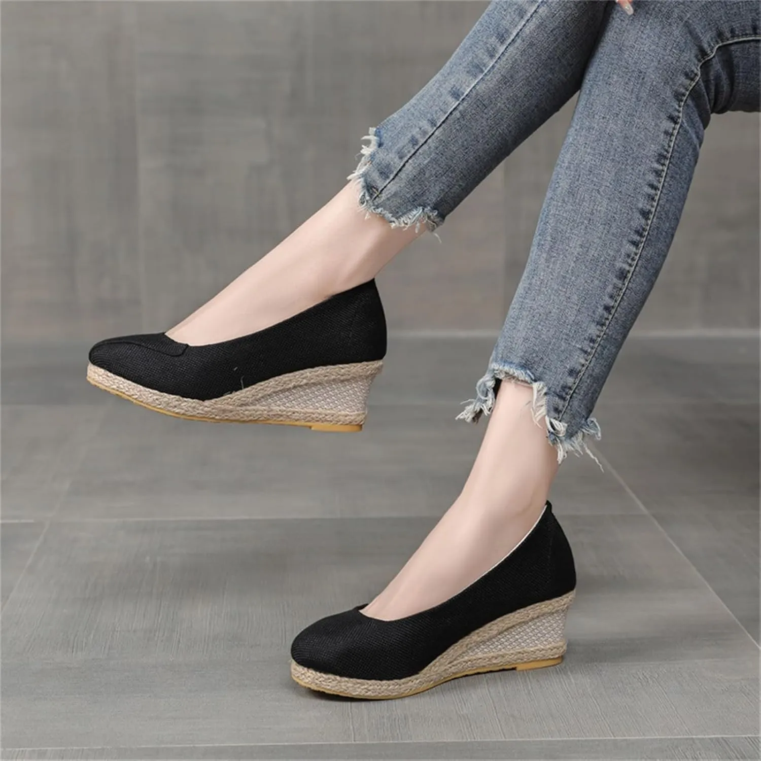 Womens Espadrilles Comfortable Arch Support Orthopedic Slip On Backless Garden Clogs Sandals Breathable Closed Toe Platform Wedge Sandals Fashion Dressy Business Casual Shoes