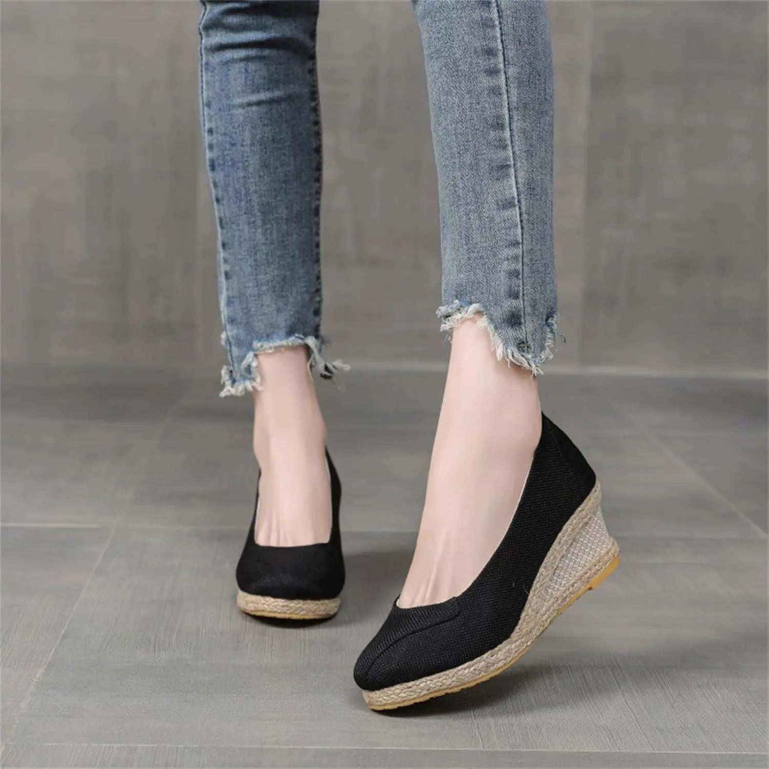 Womens Espadrilles Comfortable Arch Support Orthopedic Slip On Backless Garden Clogs Sandals Breathable Closed Toe Platform Wedge Sandals Fashion Dressy Business Casual Shoes