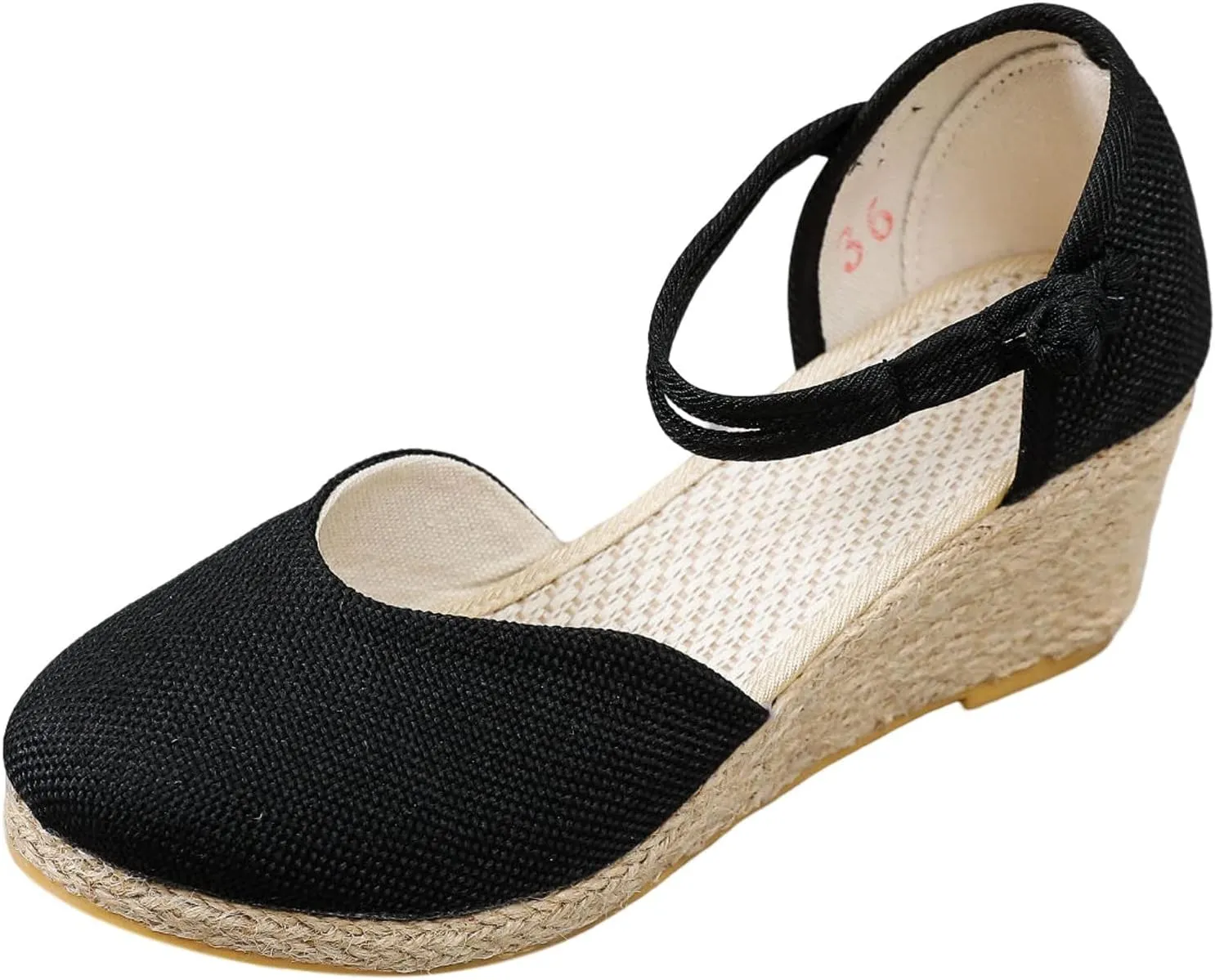 Womens Espadrilles Platform Wedge Sandals Summer Beach Shoes Ankle Strap Closed Toe Espadrille Wedge Sandal Casual Dressy Slingback Slip on Shoes