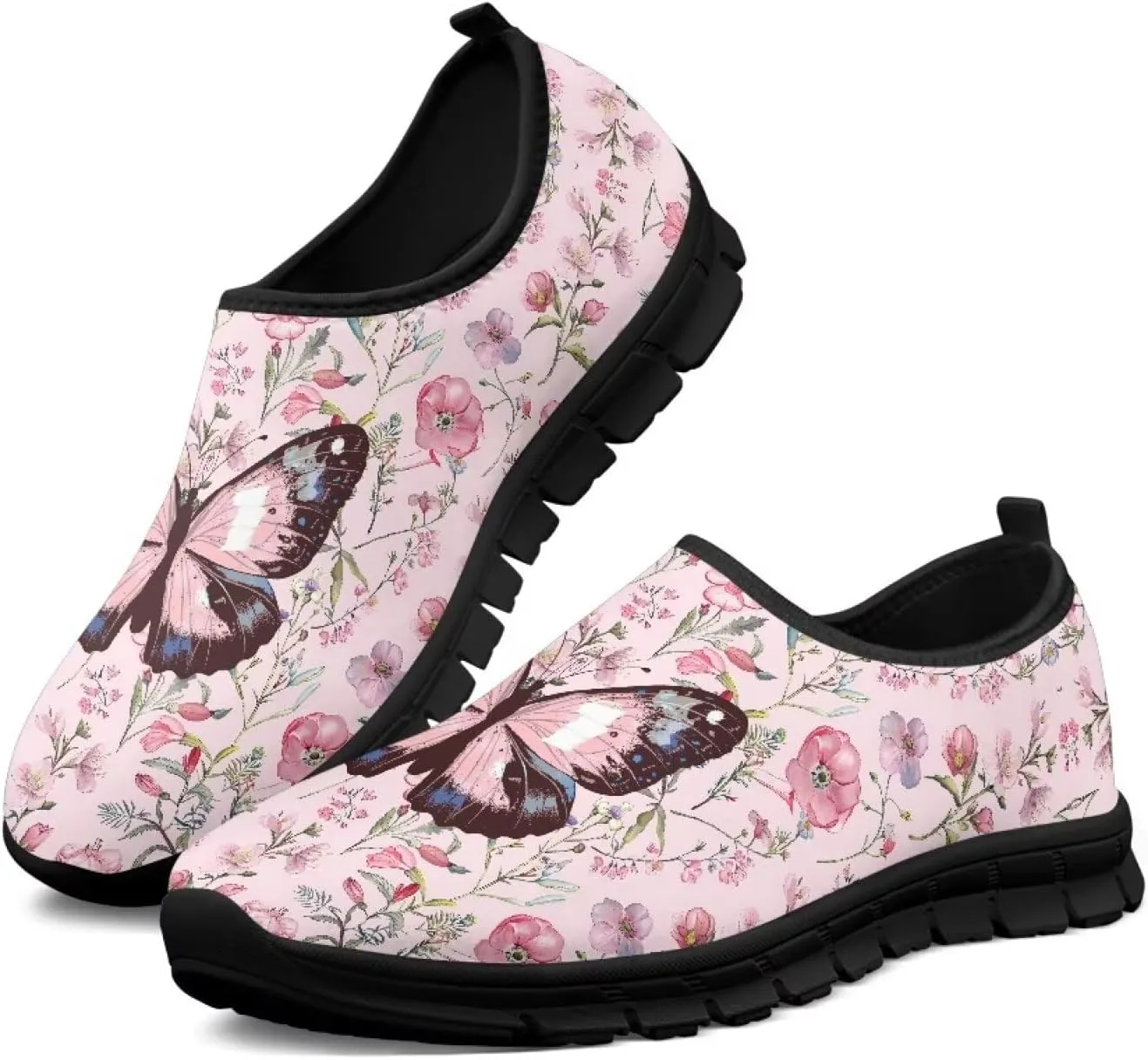 Women's Fashion Sneakers Slip On Walking Loafers Travel ShoesBlack Sole