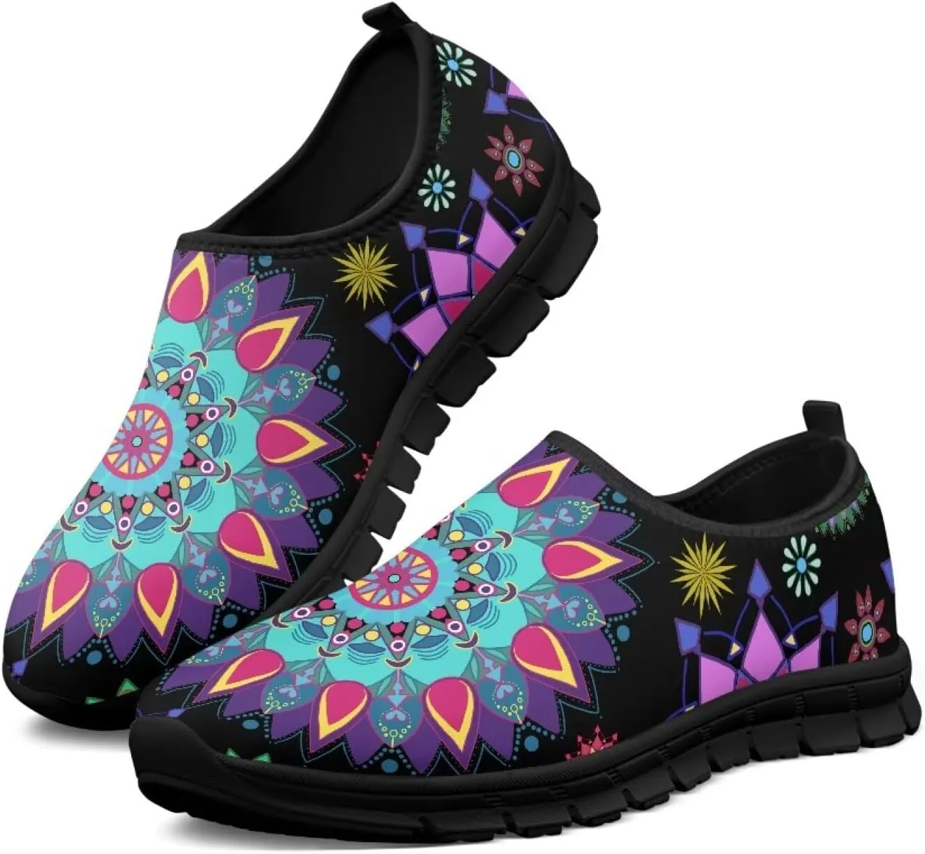 Women's Fashion Sneakers Slip On Walking Loafers Travel ShoesBlack Sole