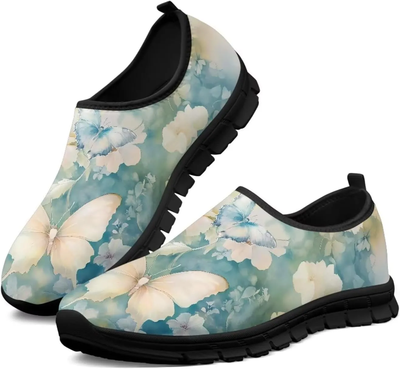 Women's Fashion Sneakers Slip On Walking Loafers Travel ShoesBlack Sole