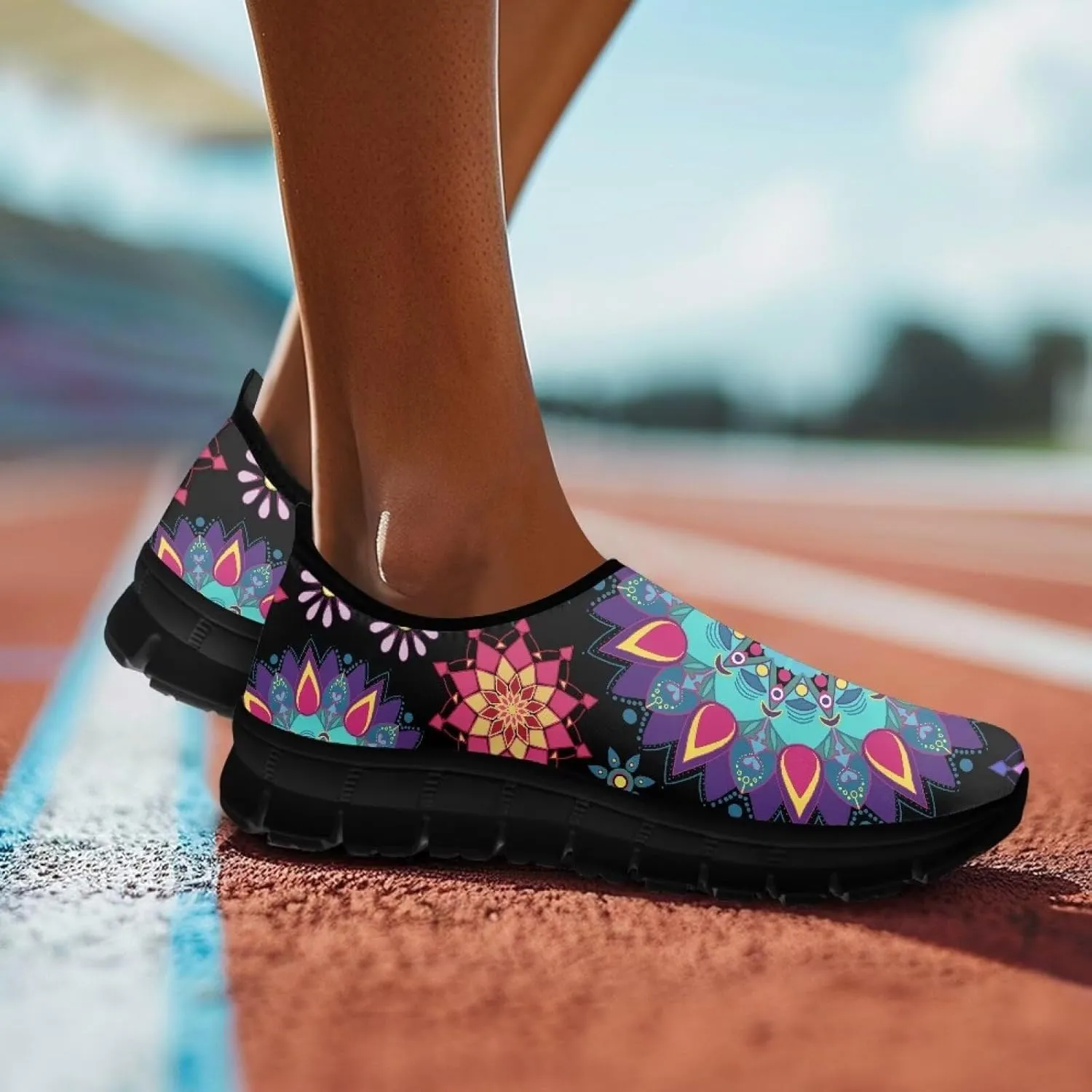 Women's Fashion Sneakers Slip On Walking Loafers Travel ShoesBlack Sole