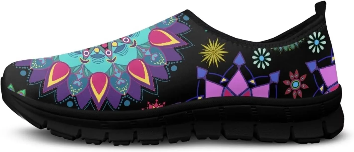 Women's Fashion Sneakers Slip On Walking Loafers Travel ShoesBlack Sole