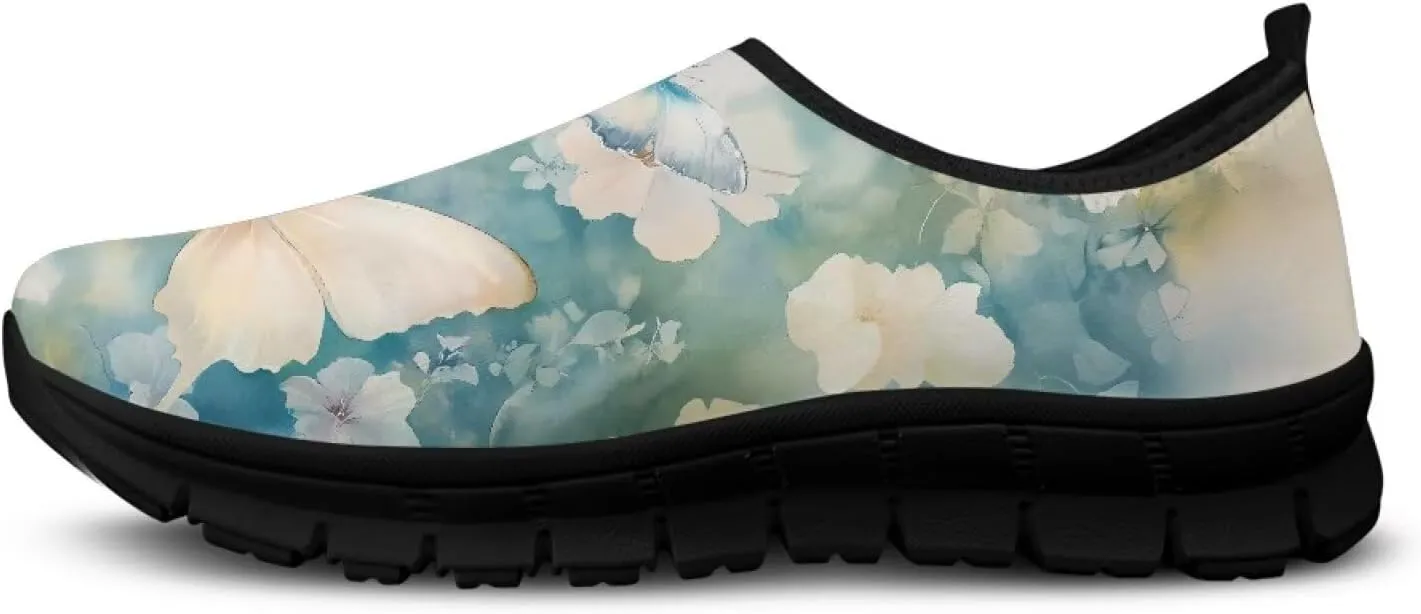 Women's Fashion Sneakers Slip On Walking Loafers Travel ShoesBlack Sole