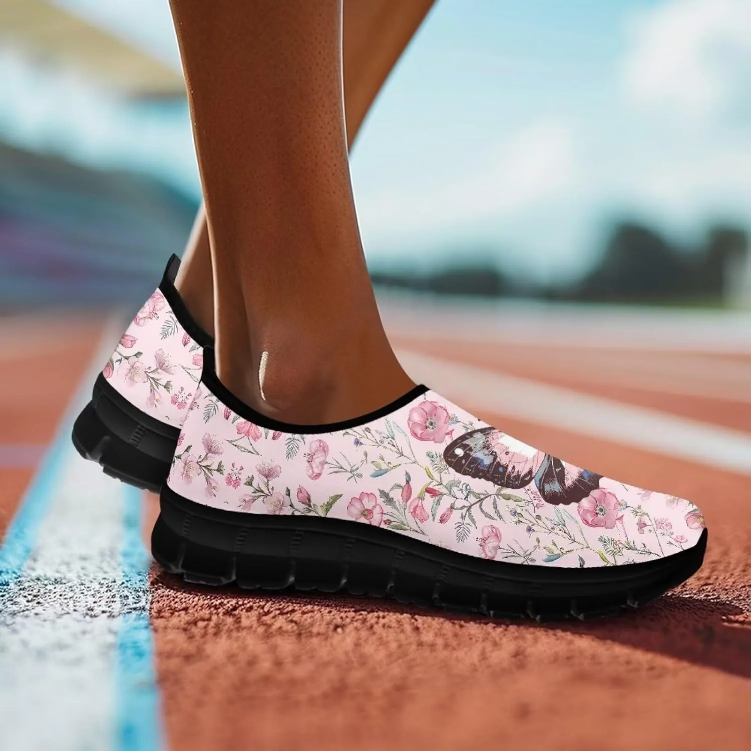 Women's Fashion Sneakers Slip On Walking Loafers Travel ShoesBlack Sole