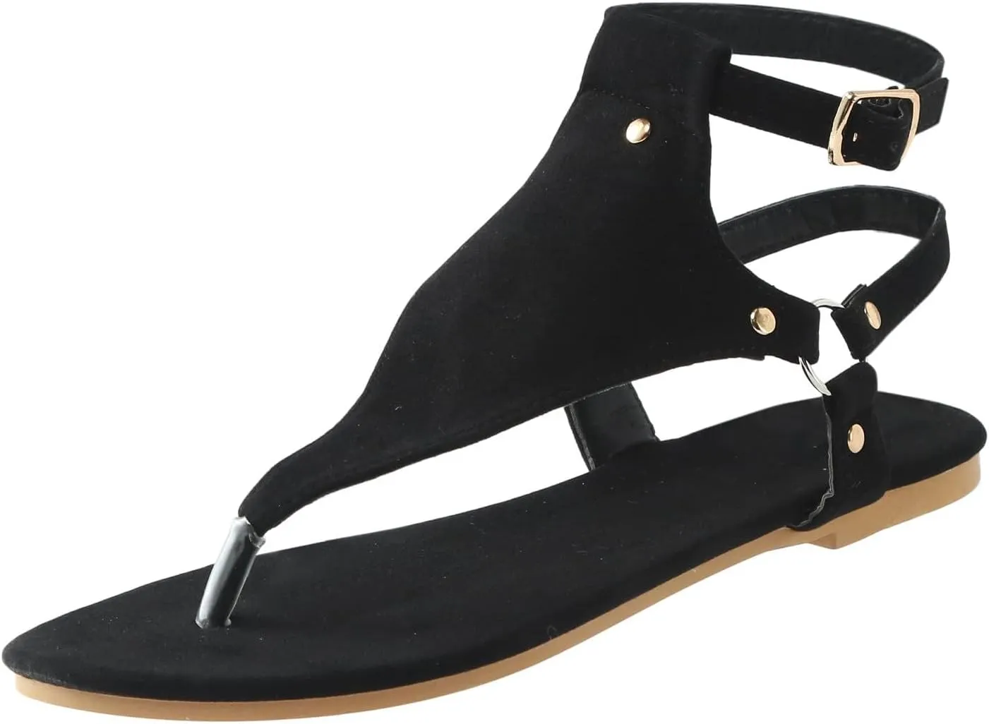 Women's Flip Flops Fashion Leather Suede Sandals Breathable Backless Walking Sandals Comfortable Summer Beach Walking Thong Cushion Sandal Ankle Strap Flats Fashion Open Toe Beach Shoes