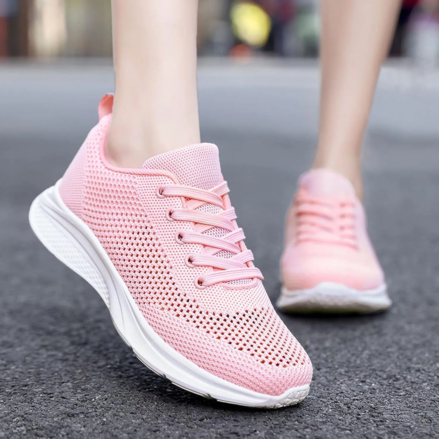 Women's Lace Up Road Running Shoes Wide Athletic Tennis Mens Running Shoes Walking Casual Shoes Slip On White Platform Sneakers Waterproof Tennis Shoe Cross Trainer Shoe