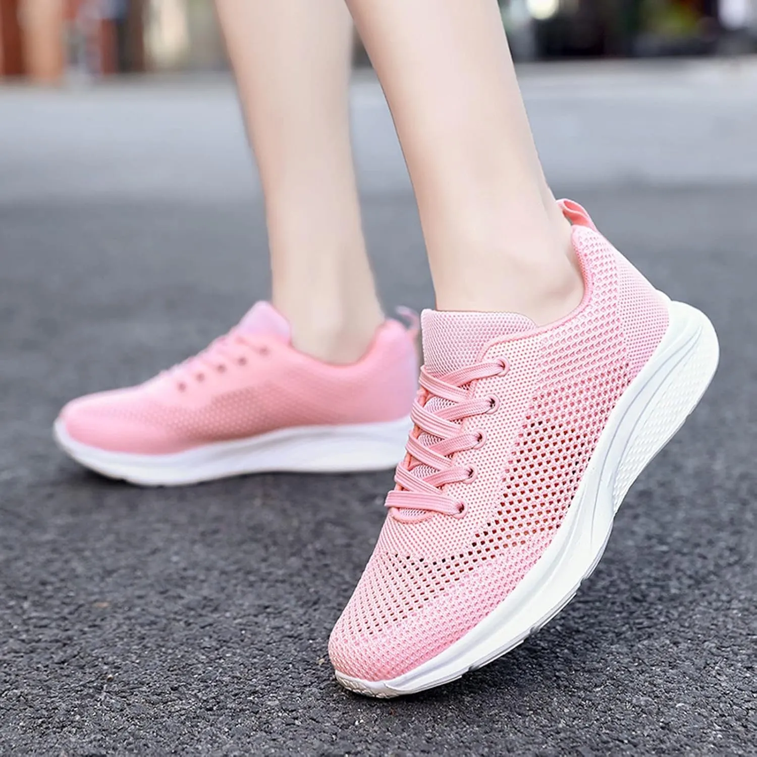 Women's Lace Up Road Running Shoes Wide Athletic Tennis Mens Running Shoes Walking Casual Shoes Slip On White Platform Sneakers Waterproof Tennis Shoe Cross Trainer Shoe