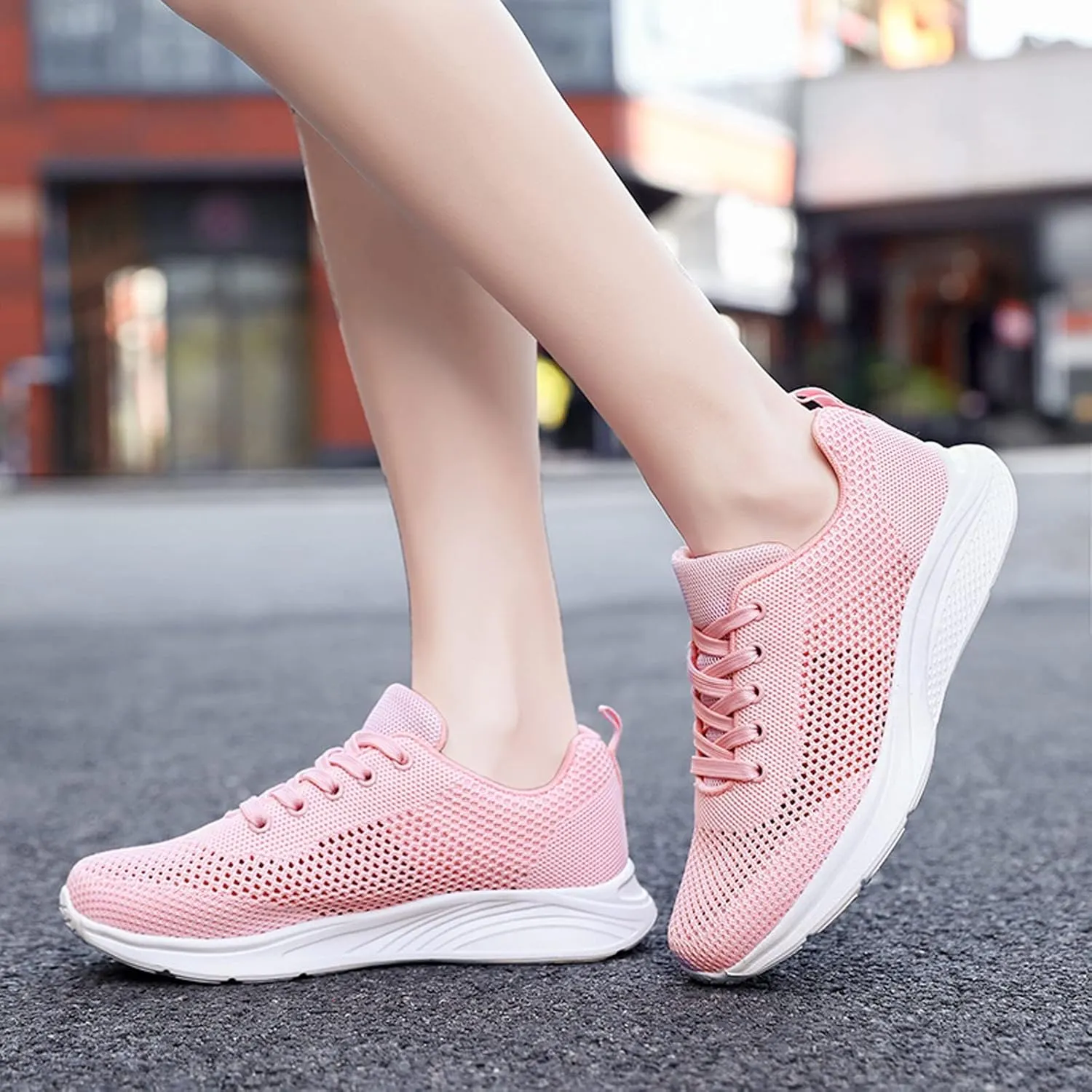 Women's Lace Up Road Running Shoes Wide Athletic Tennis Mens Running Shoes Walking Casual Shoes Slip On White Platform Sneakers Waterproof Tennis Shoe Cross Trainer Shoe