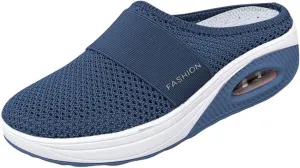 Womens Mesh Flats Shoes Orthopedic Air Cushion Slip on Walking Sandals Arch Support Comfy Breathable Platform Close Toe Casual Diabetic Shoes
