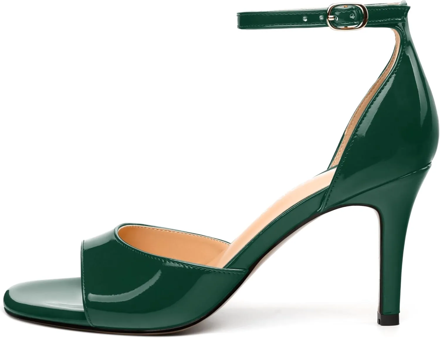 Women's Sandals High Stilettos Open Square Toe Ankle Strap Solid Fashion Dress Shoes Wedding Party Pumps Heeled Sandals