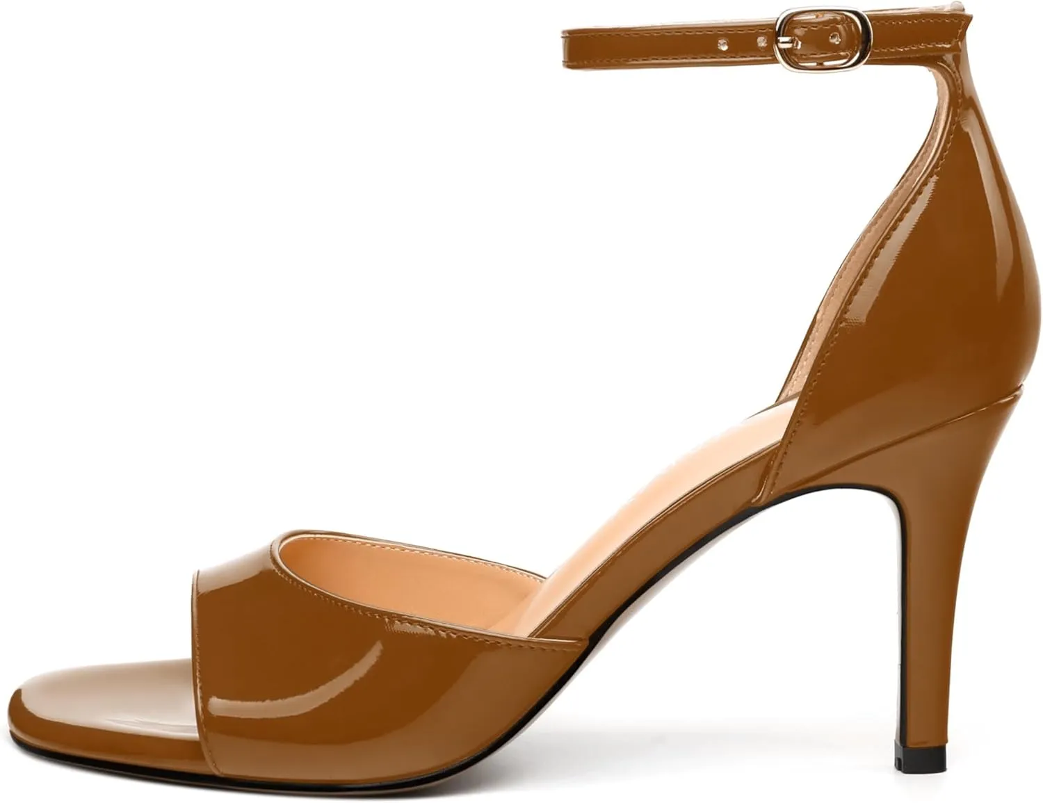 Women's Sandals High Stilettos Open Square Toe Ankle Strap Solid Fashion Dress Shoes Wedding Party Pumps Heeled Sandals