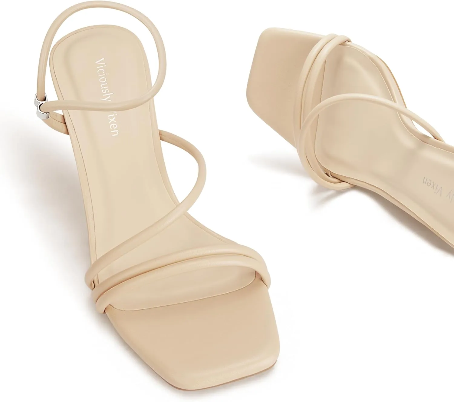 Women's Strappy Kitten Heels Square Open Toe Sandals Party Wedding Ankle Strap Shoes