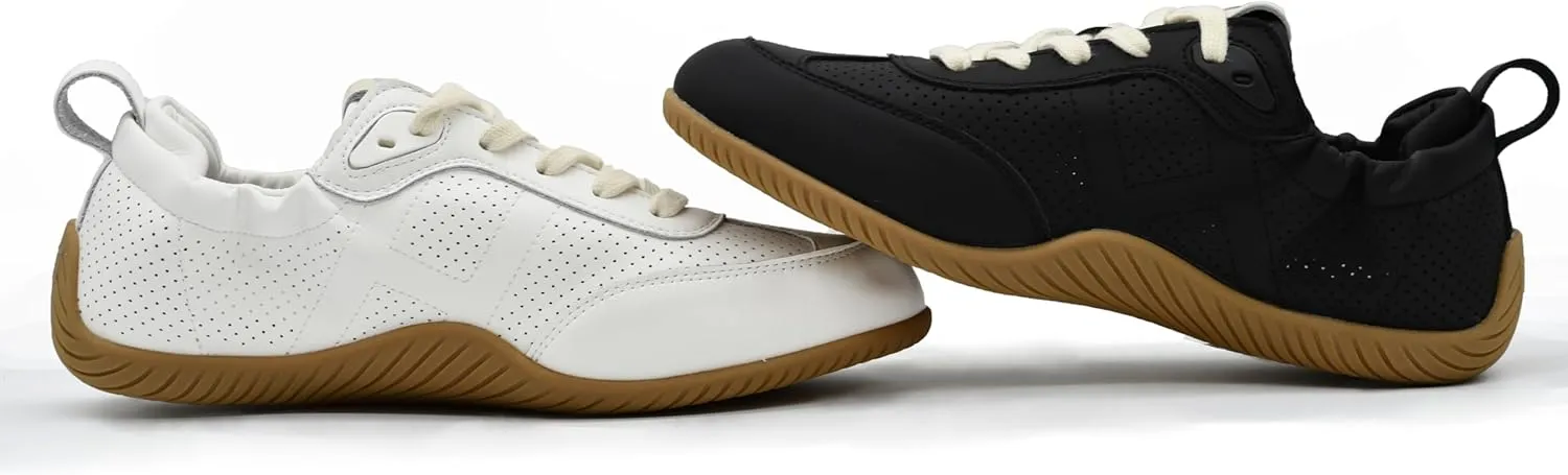 Womens Traveling Walking Shoes Lightweight Non-Slip Slip-On Breathable Flexible Barefoot Leather Handmade Fashion Sneakers
