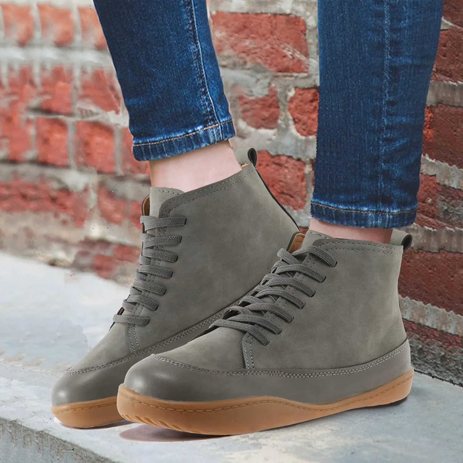 Womens Winter Boots Ankle Black Western Booties Black Casual Boots for Women Steel Toe Boot Comfy Soft Cover Heel Lace-up Round Toe Comfortable Low Heel