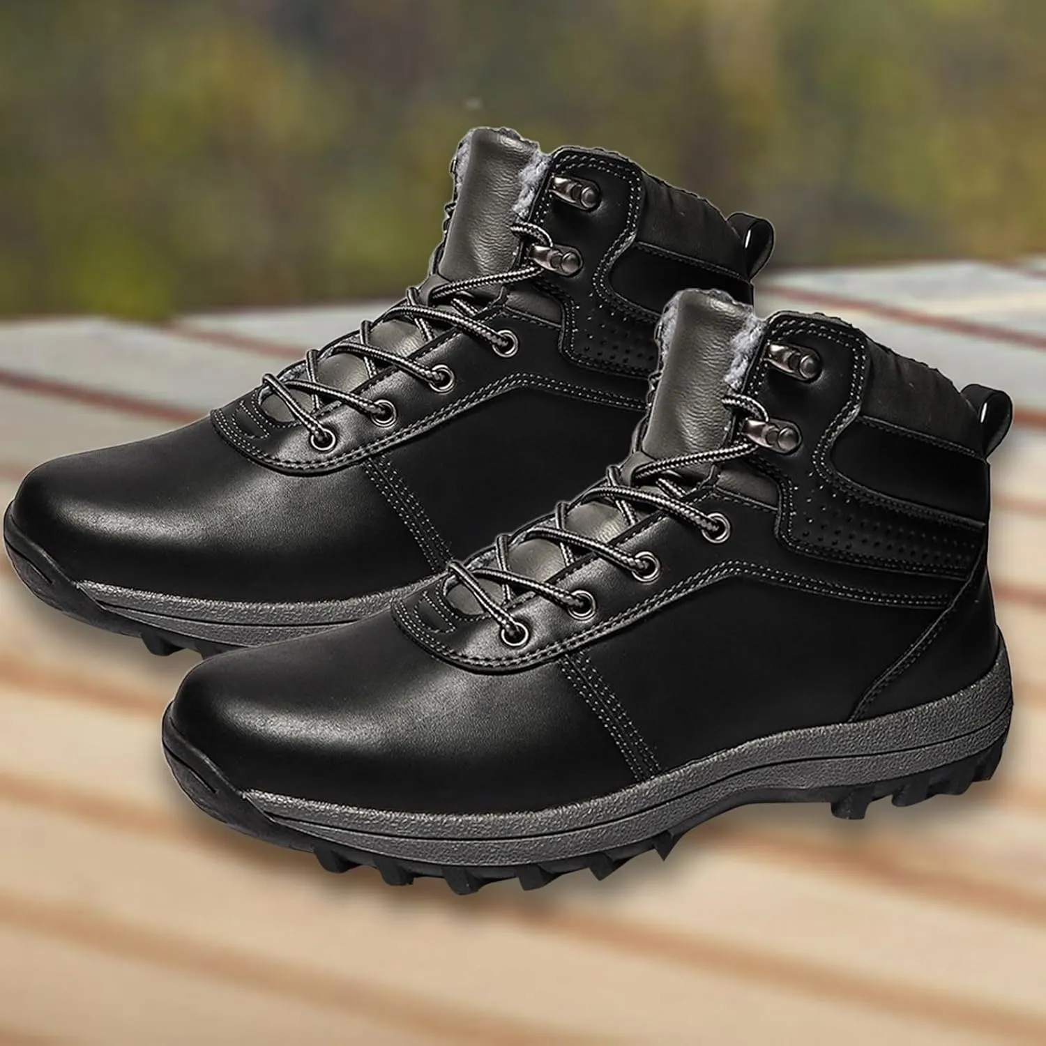 Work Boots for Men Cowboy Style Hiking Sneakers Fur Lined Ankle Boot Women's Safety Shoes Waterproof Platform Shoes Slip Resistant Safety Hike Grounded Footwear