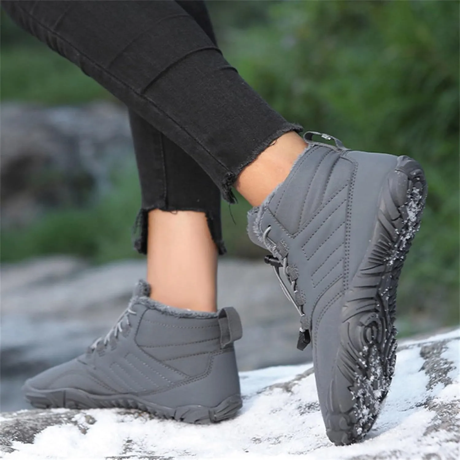 Work Boots for Men Cowboy Style Hiking Sneakers Shoes with Fur Lined Working Shoes for Women Wide Width Waterproof Platform Shoes Work Hike Grounded Footwear