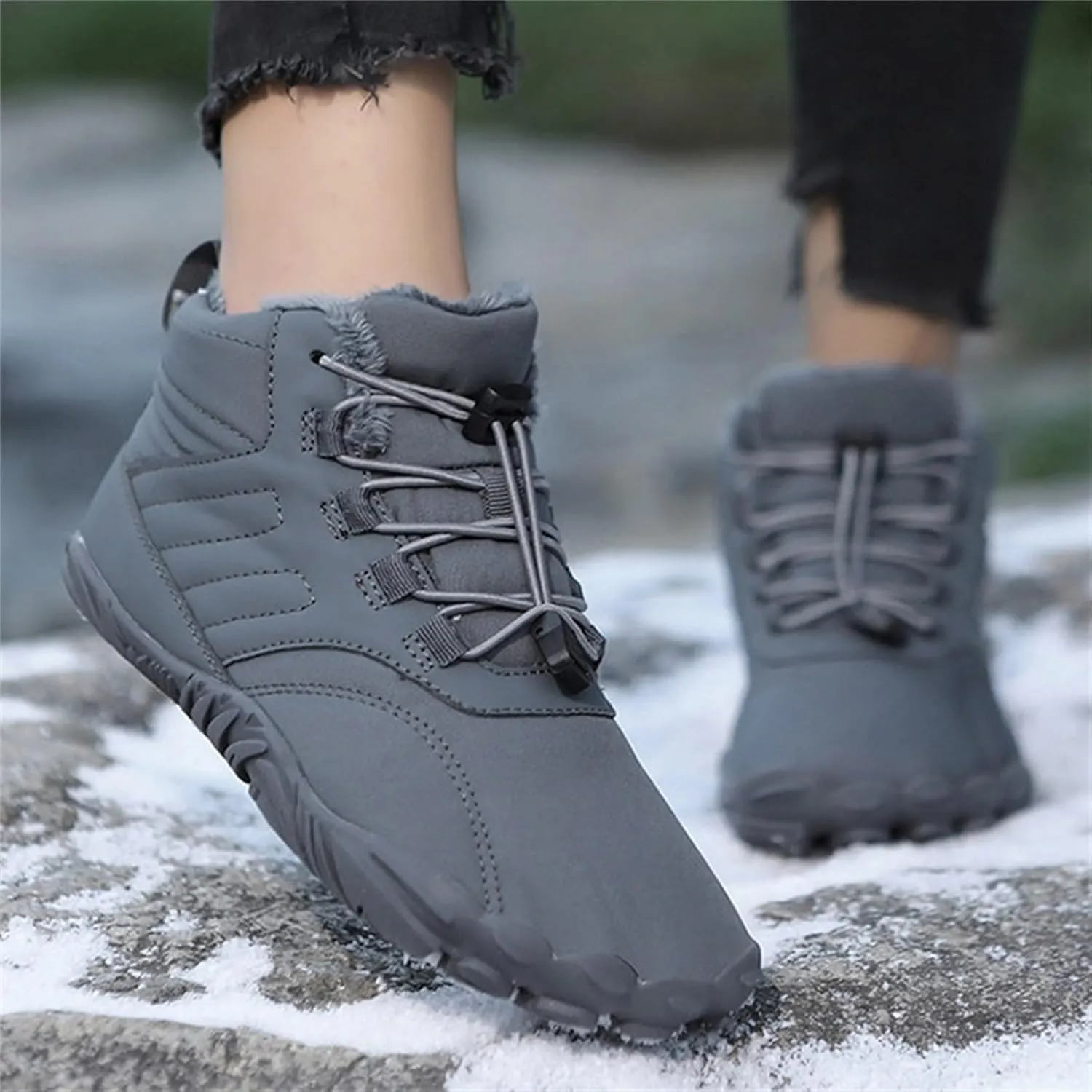 Work Boots for Men Cowboy Style Hiking Sneakers Shoes with Fur Lined Working Shoes for Women Wide Width Waterproof Platform Shoes Work Hike Grounded Footwear