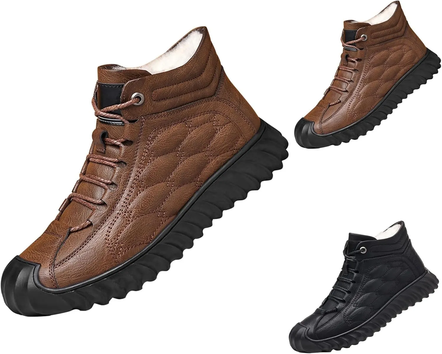 Work Boots for Men Steel Toe Hiking Sneakers Shoes with Fur Lined Womens Safety Toe Shoes Wide Width Wide Outdoor Shoes Slip on Loafers Hike Grounded Footwear